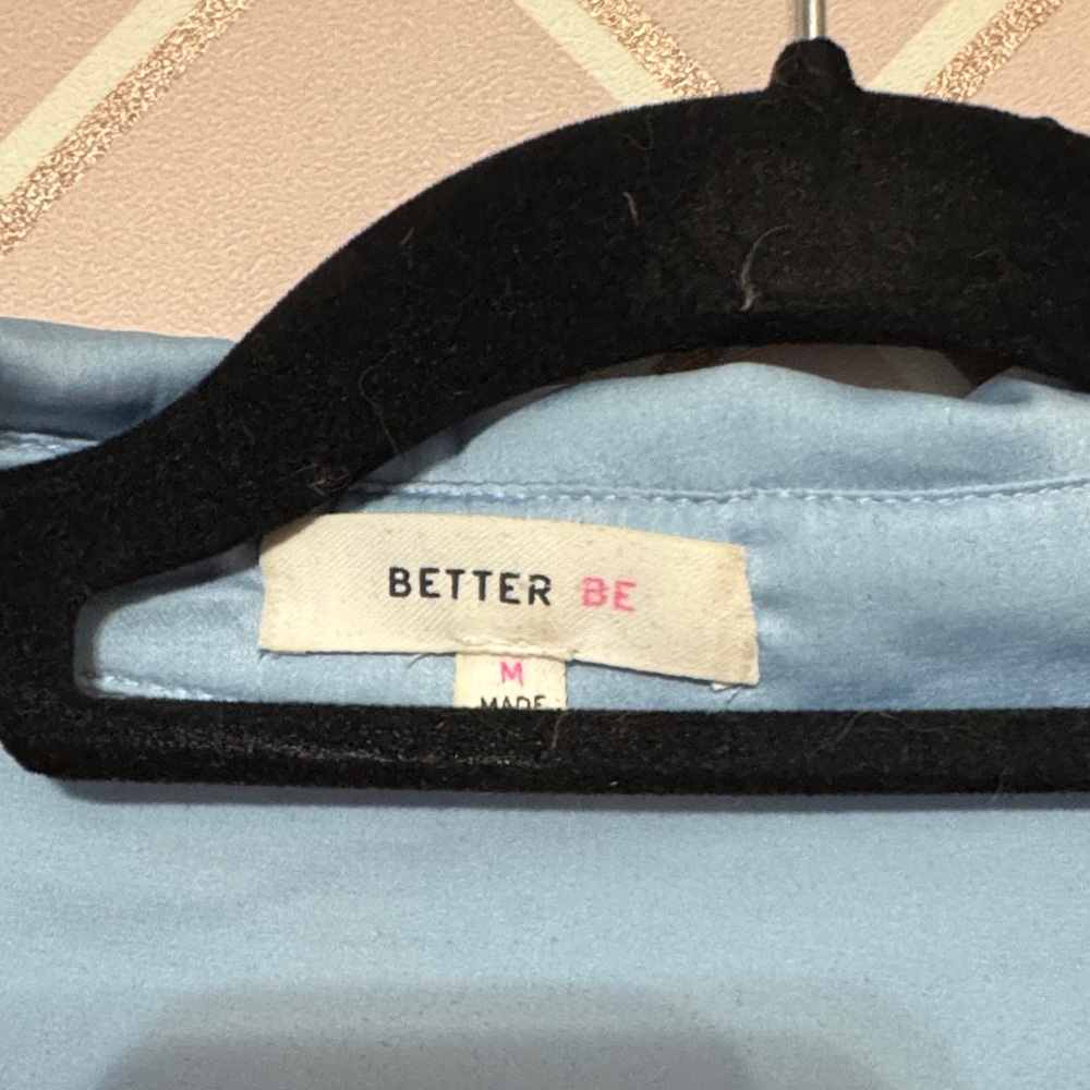 Light Blue Satin Cropped Blouse Medium - Picture 2 of 2